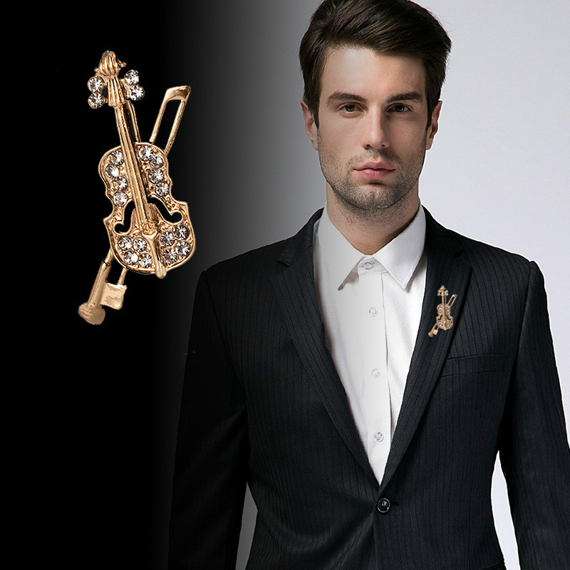 Crystal Violin Brooch Jewelry  - Vintage Brooch Pin review and price