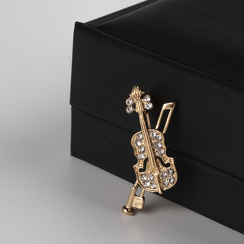 Crystal Violin Brooch Jewelry  - Vintage Brooch Pin review and price