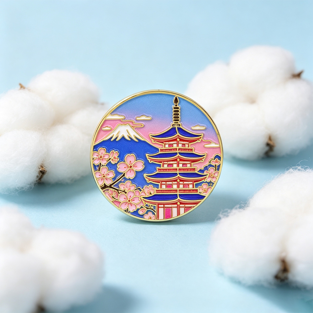 Japanese Cherry Blossom Enamel - Vintage Brooch Pin review and price