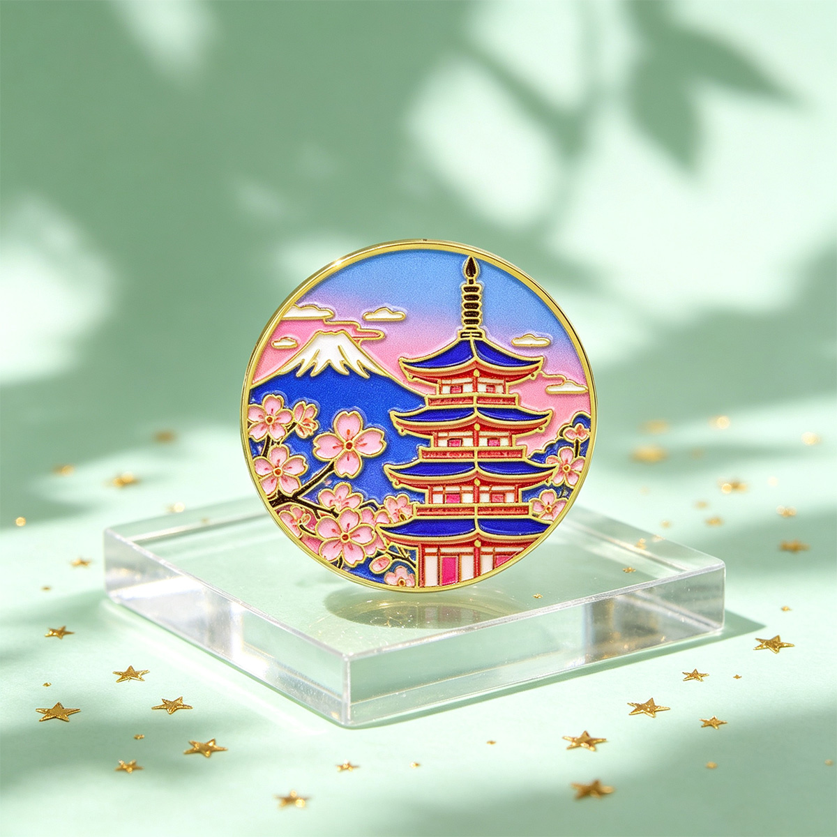 Japanese Cherry Blossom Enamel - Vintage Brooch Pin review and price