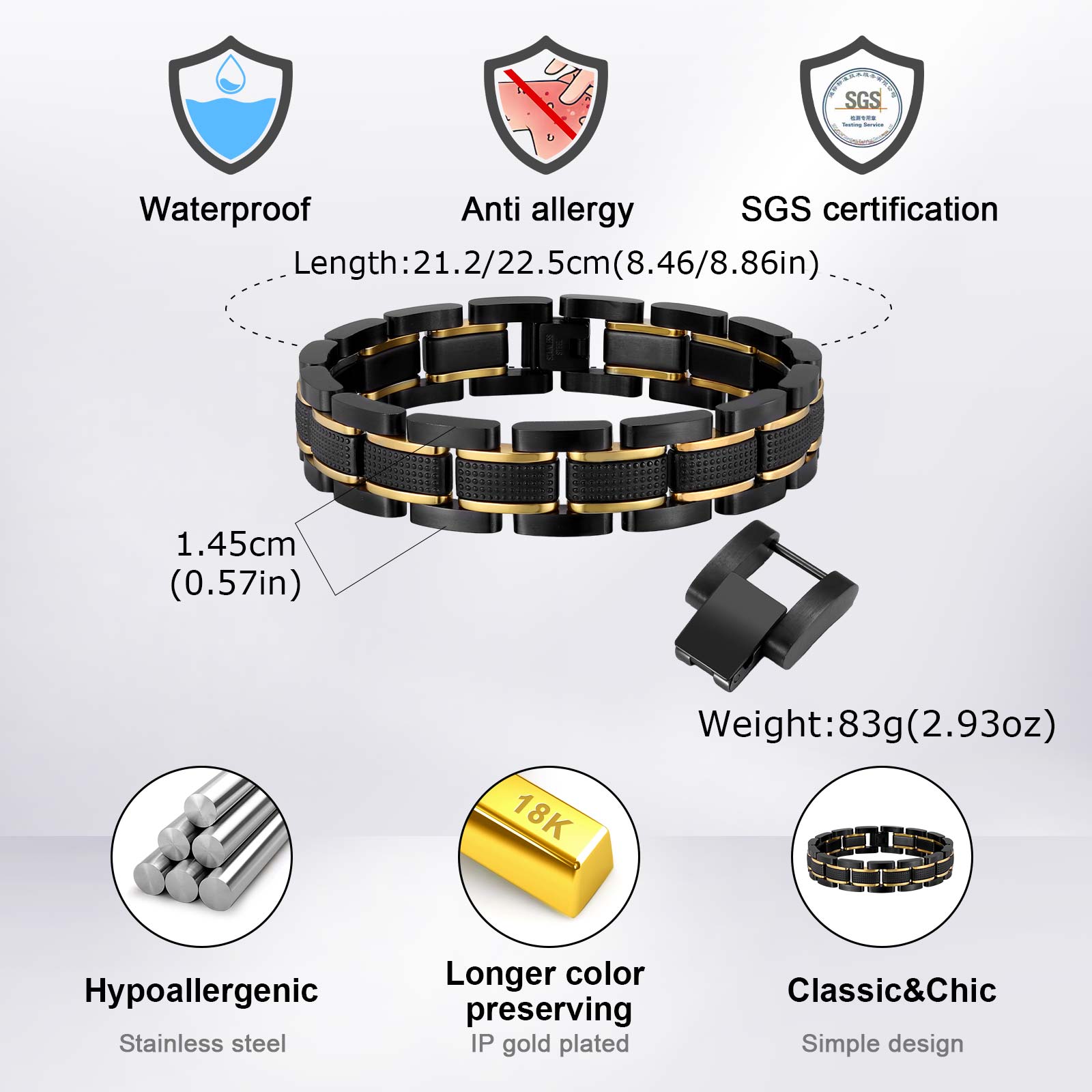 Vnox 14.5mm Wide Men's Stainle - Jewelry Type Watches review and price