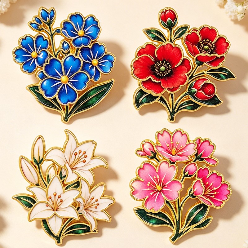 Cute Vintage Colorful Floral E - Vintage Brooch Pin review and price