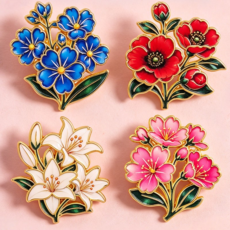 Cute Vintage Colorful Floral E - Vintage Brooch Pin review and price